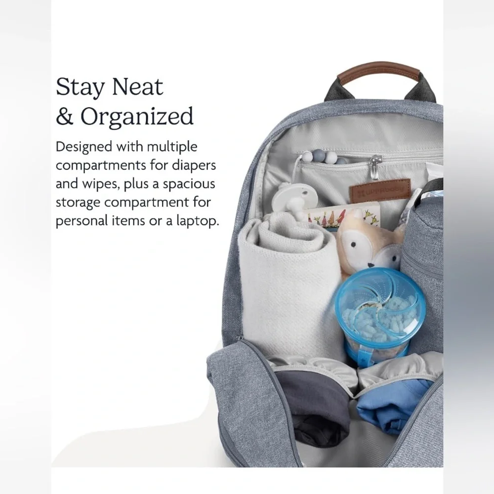 EUC Uppababy Gregory blue backpack diaper bag with attachable stroller straps - Picture 5 of 13